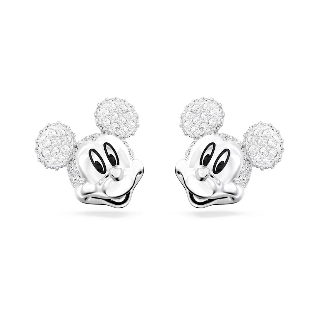 Swarovski Disney Mickey Mouse Earrings Rhodium Plated Metal and White