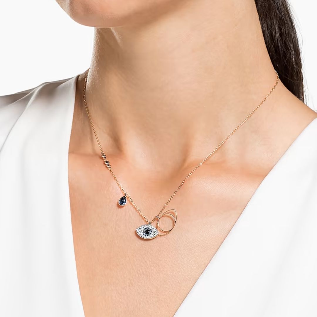 Swarovski Evil Eye riipus, ruusukullan värinen ja siniset kristallit 5172560
