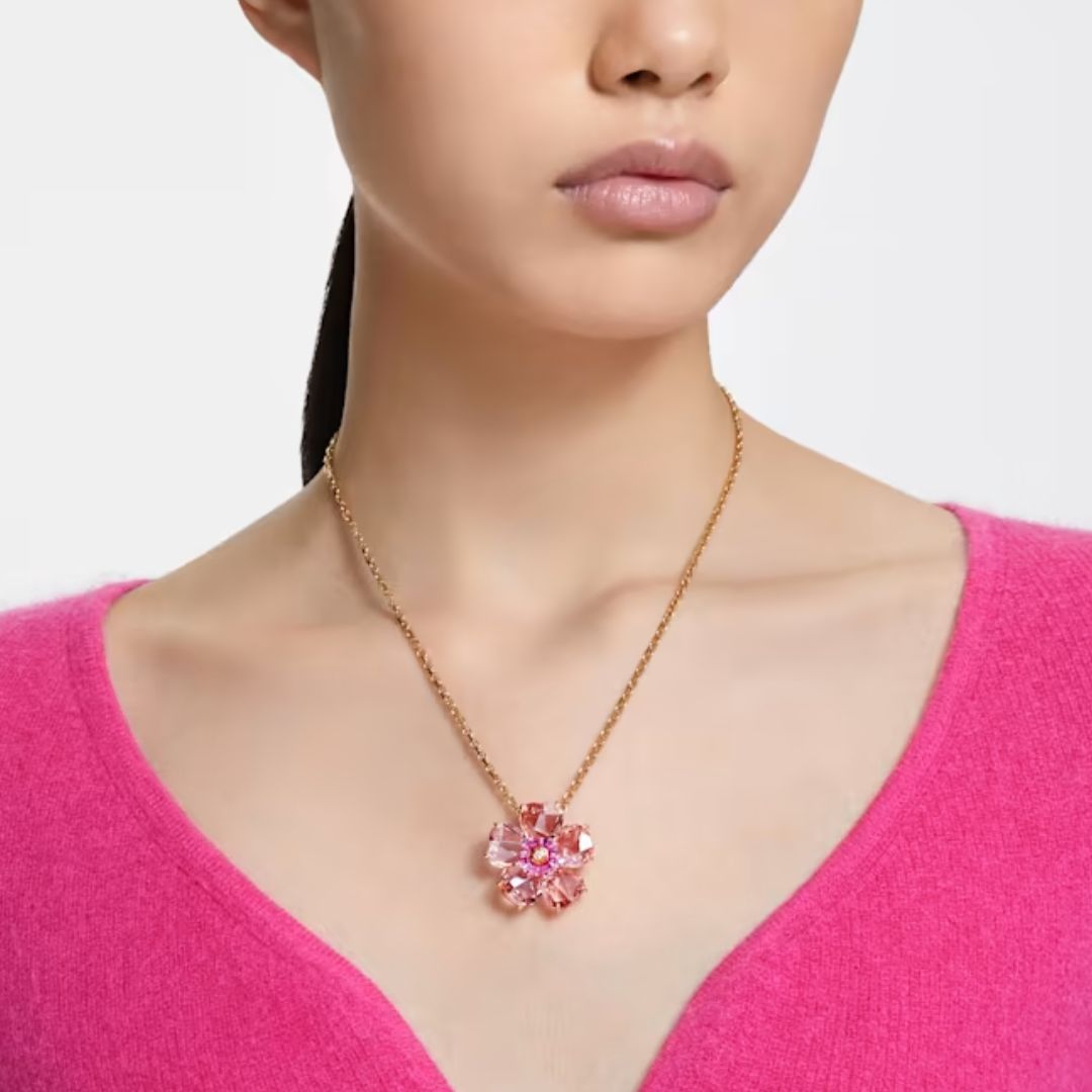 Swarovski Florere Flower kaulakoru, keltakullanväri ja pinkit kristallit, 5650569