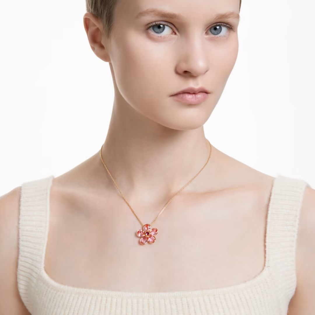 Swarovski Florere Flower riipus, ruusukullanväri ja pinkit kristallit, 5657875