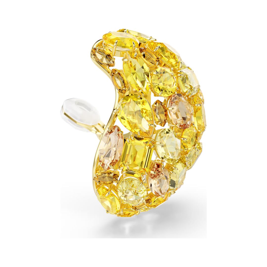 Swarovski Gema Clip Earring, Yellow Gold Color and Yellow Crystals, 5723383