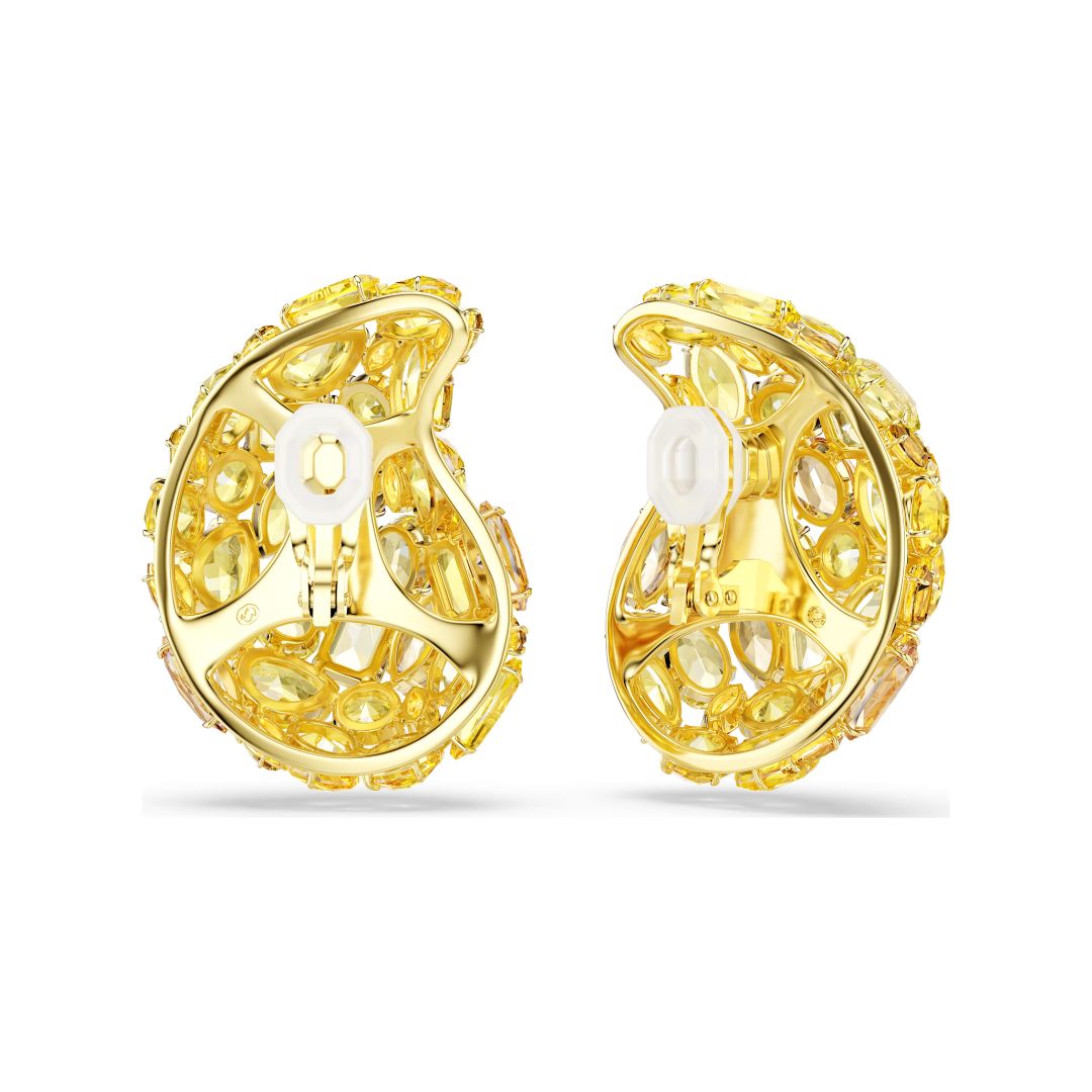 Swarovski Gema Clip Earring, Yellow Gold Color and Yellow Crystals, 5723383