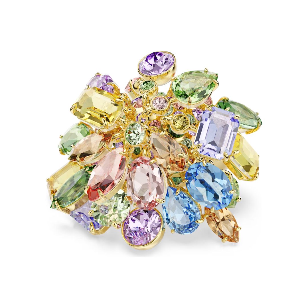 Swarovski Gema Cocktail Ring, Gold Finish with Multi-colored crystals
