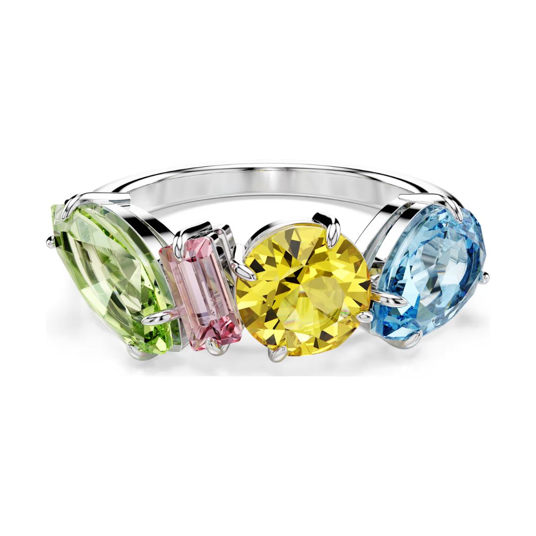 Swarovski Gema Ring, Rhodium Plated and Multicolored Crystals