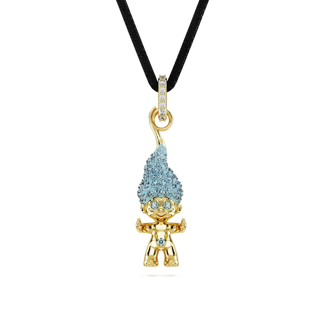 Swarovski Good Luck Troll Pendant, Yellow Gold-Tone and Blue Crystals