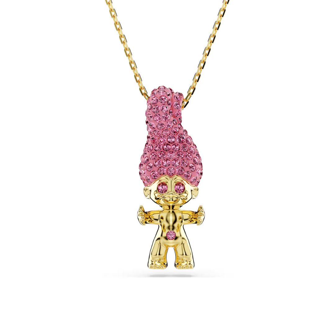 Swarovski Good Luck Troll riipus, keltakullanväri ja pinkit kristallit 5691940