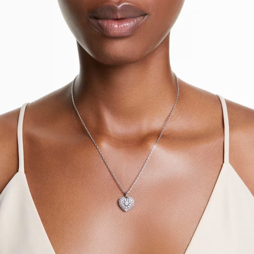 Swarovski Hyperbola Heart riipus, vaalea metalli ja kirkkaat kristallit, 5684386