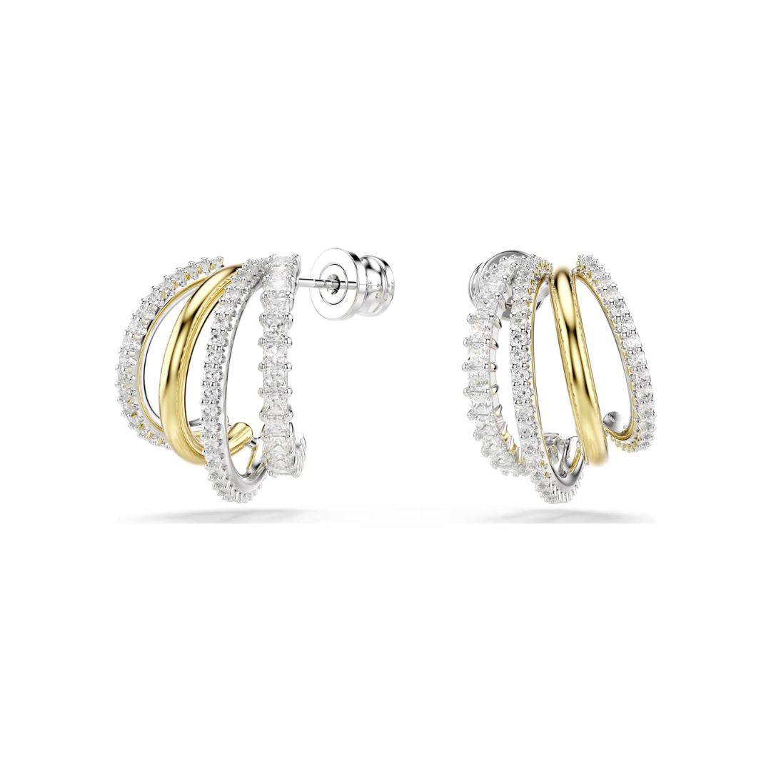 Swarovski Hyperbola Earrings, Yellow Gold-Tone and White
