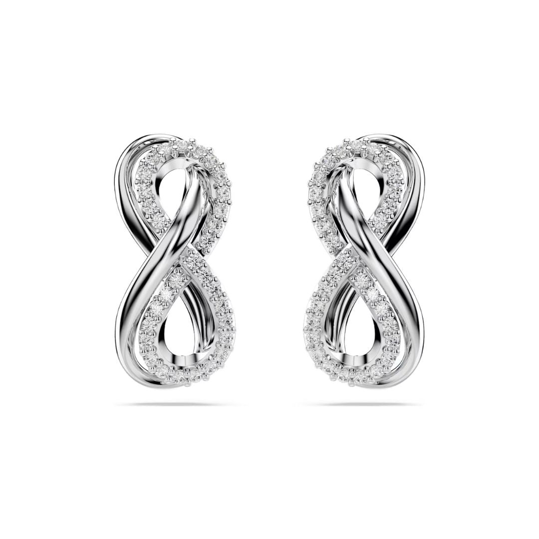 Swarovski Hyperbola Infinity Earrings Rhodium Plated Metal and White
