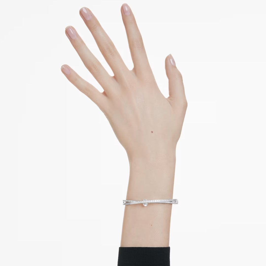 Swarovski Hyperbola rannekoru, vaalea metalli ja kirkkaat kristallit