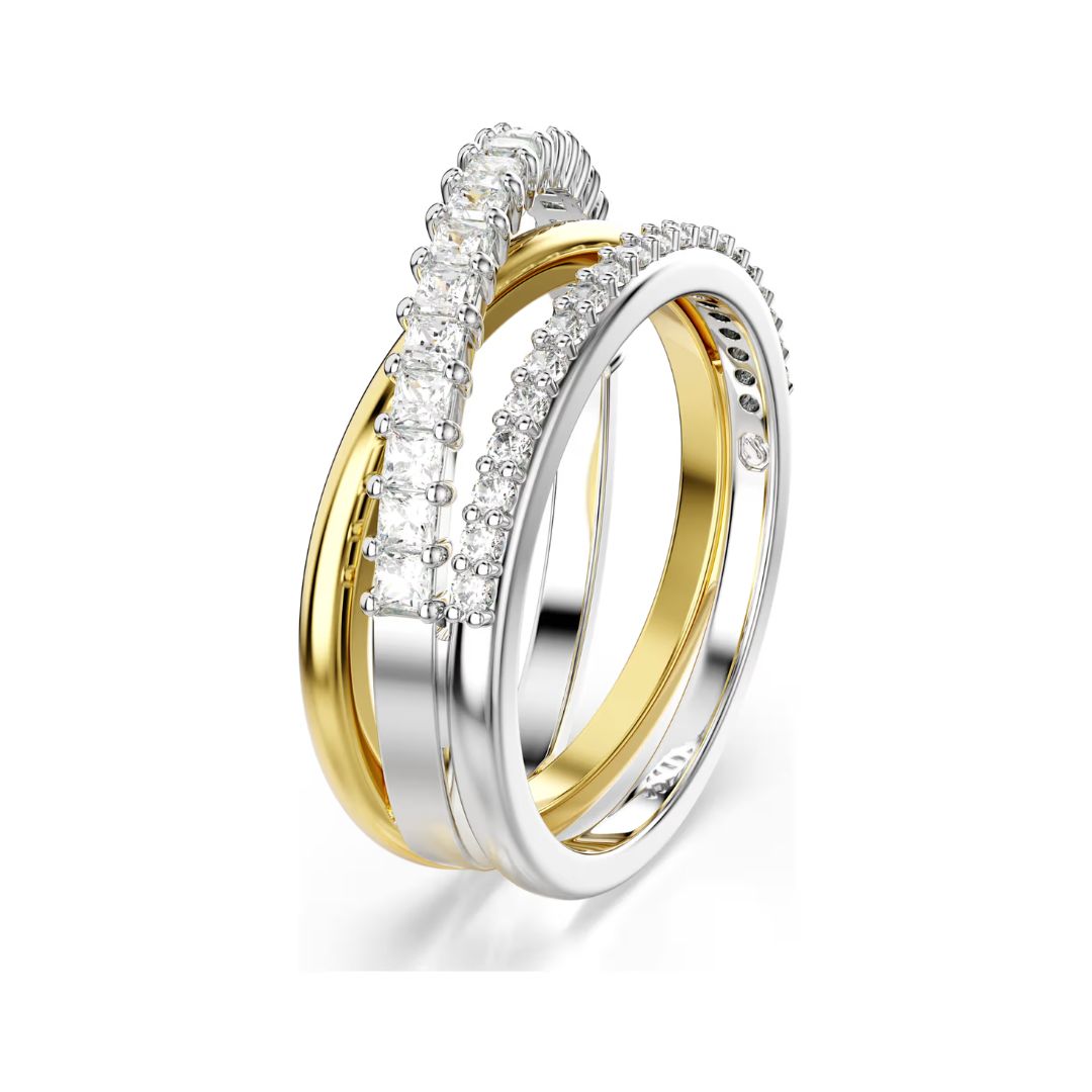 Swarovski Hyperbola sormus, keltakullanväri ja vaalea metalli kirkkailla kristalleilla, 5689731