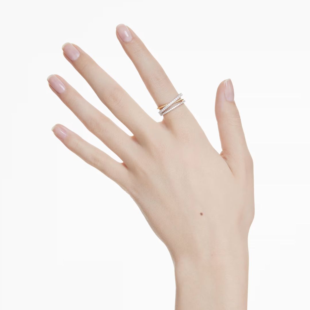Swarovski Hyperbola sormus, keltakullanväri ja vaalea metalli kirkkailla kristalleilla, 5689731