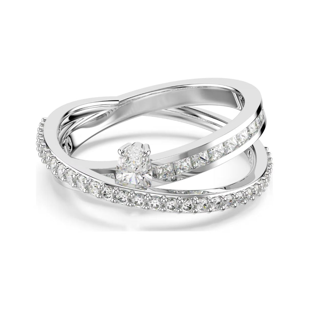 Swarovski Hyperbola sormus, vaalea metalli ja kirkkaat kristallit