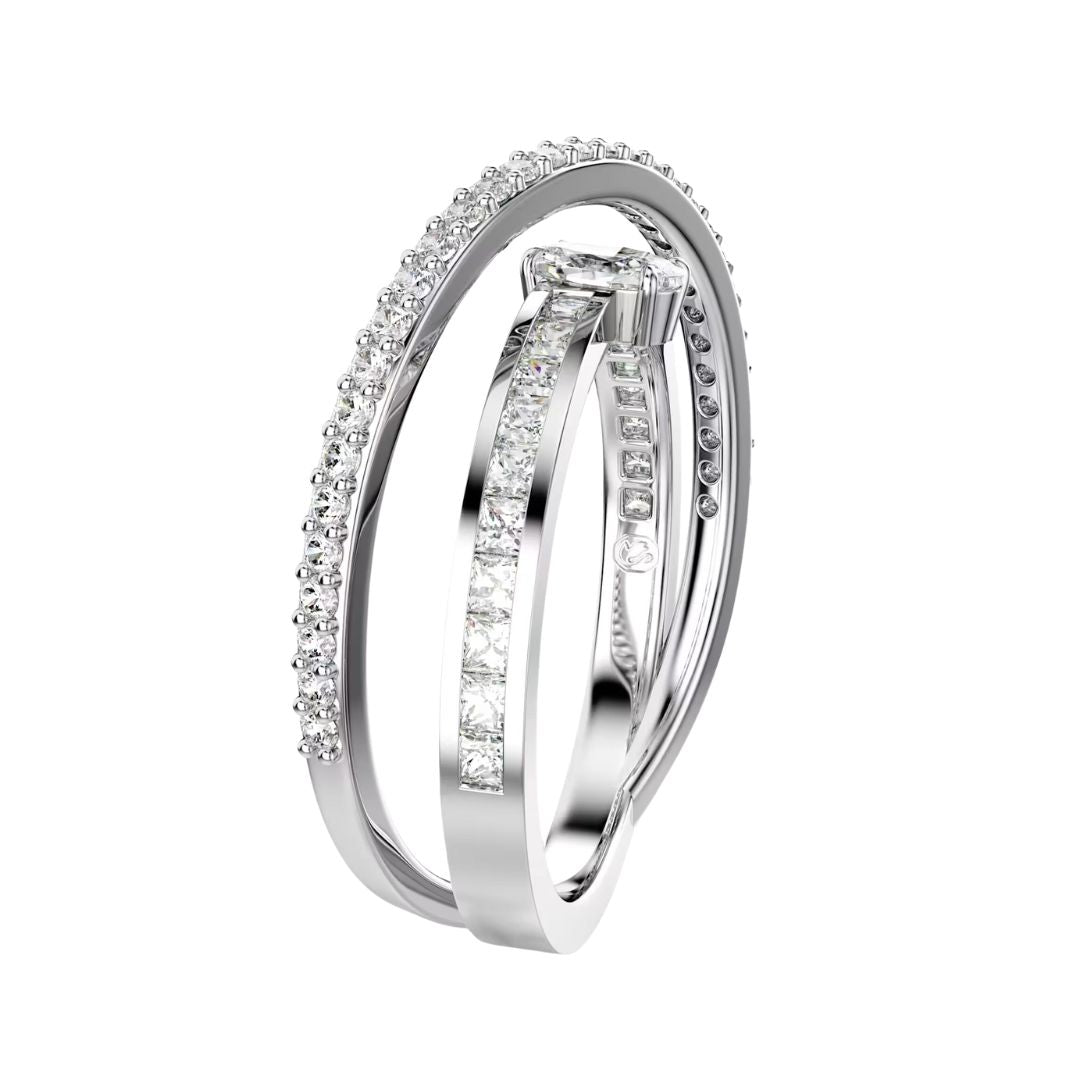 Swarovski Hyperbola sormus, vaalea metalli ja kirkkaat kristallit