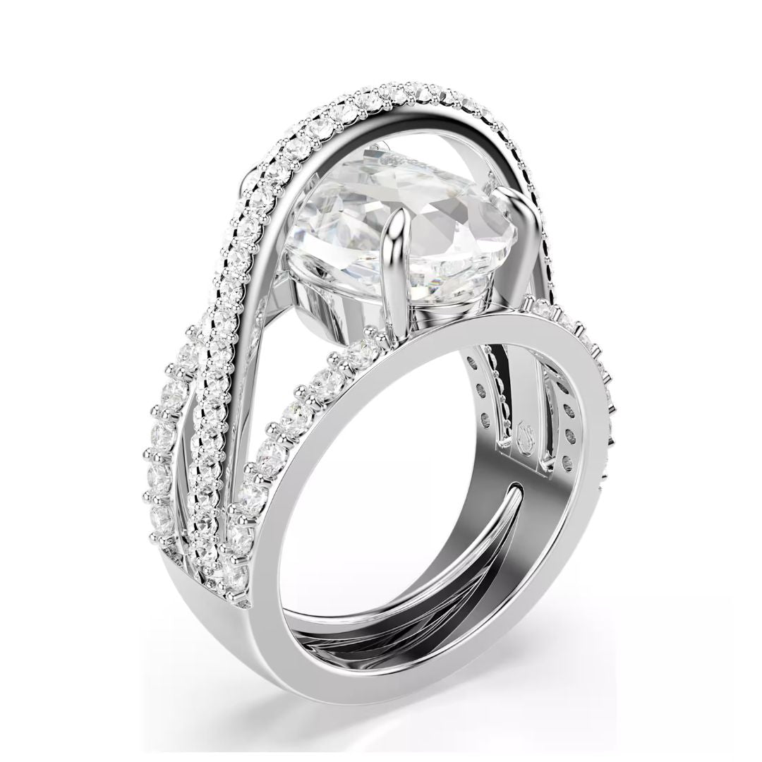 Swarovski Hyperbola sormus, vaalea metalli ja kirkkaat kristallit