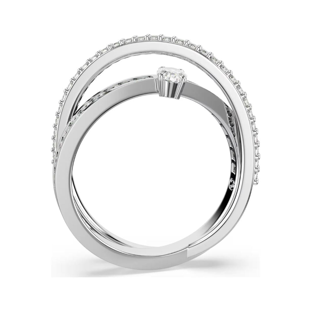 Swarovski Hyperbola sormus, vaalea metalli ja kirkkaat kristallit