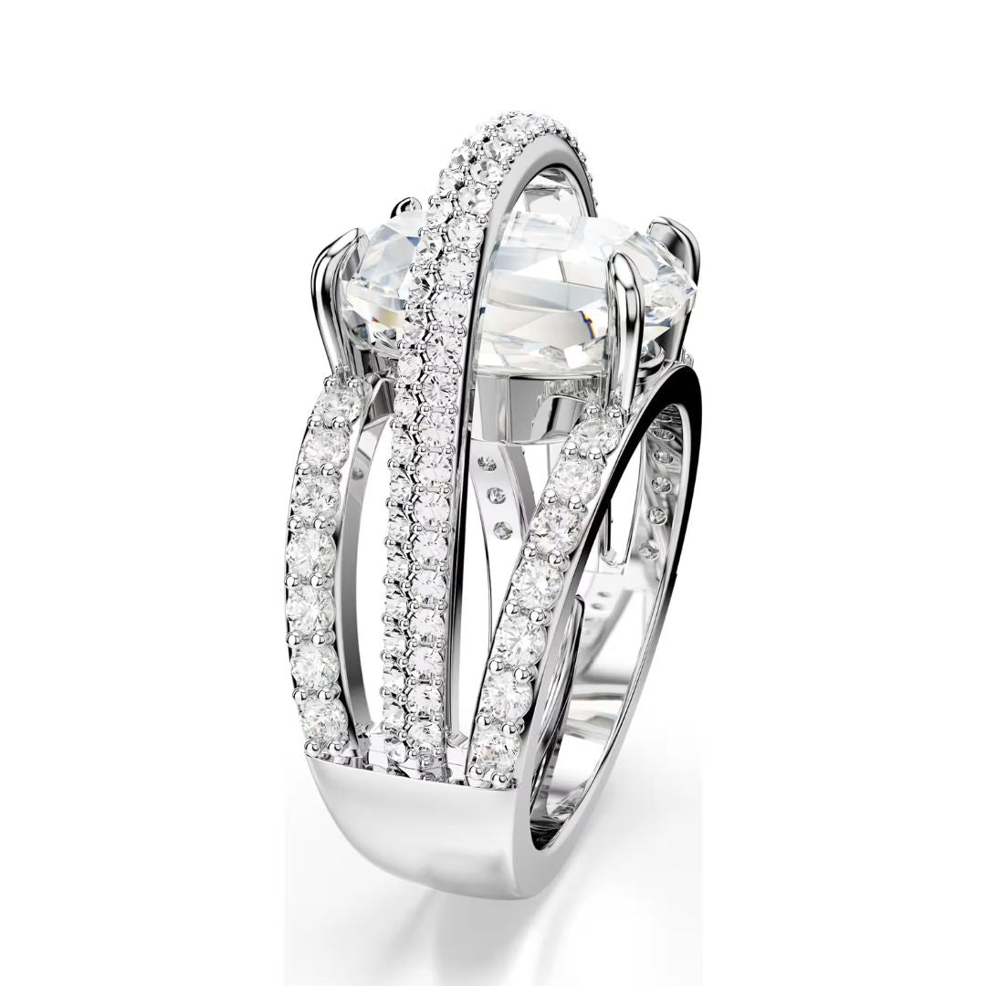 Swarovski Hyperbola sormus, vaalea metalli ja kirkkaat kristallit