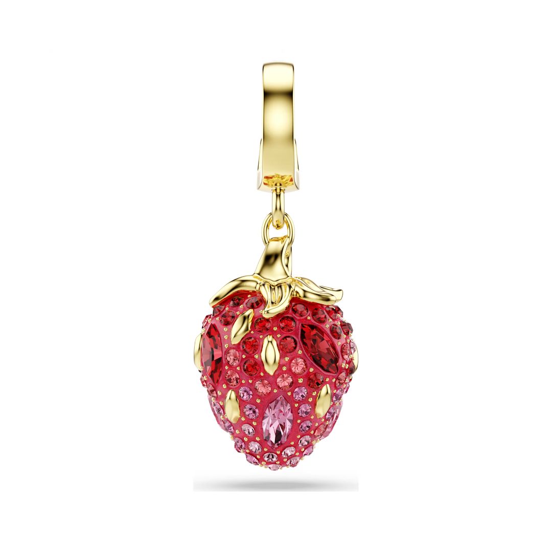 Swarovski Idyllia charm, yellow gold plated, pink and red crystals, 57