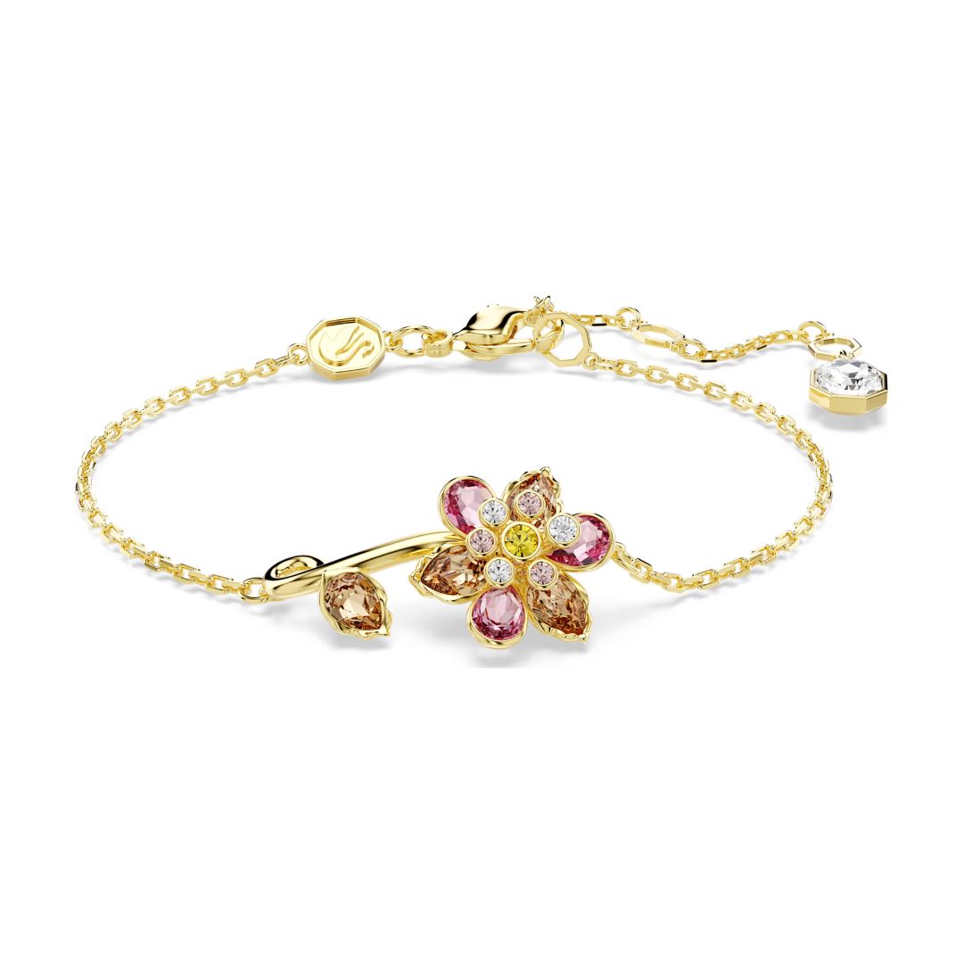 Swarovski Idyllia Bracelet, Yellow Gold Color and Multi-Colored Crysta
