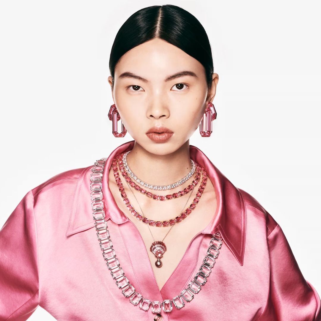 Swarovski Idyllia riipus, keltakullanväri ja vaaleanpunaiset kristallit, 5688620