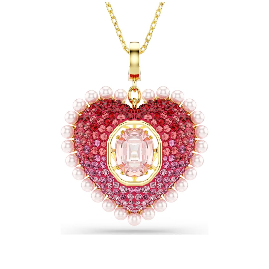 Swarovski Idyllia Pendant, Gold Finish, White Pearls and Pink Zirconia