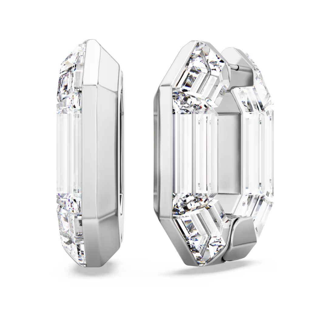 スワロフスキー Swarovski ピアス lucent エメラルド　両耳 Swarovski Lucent Hoop Earrings, Aluminium and White Crystals 5696289