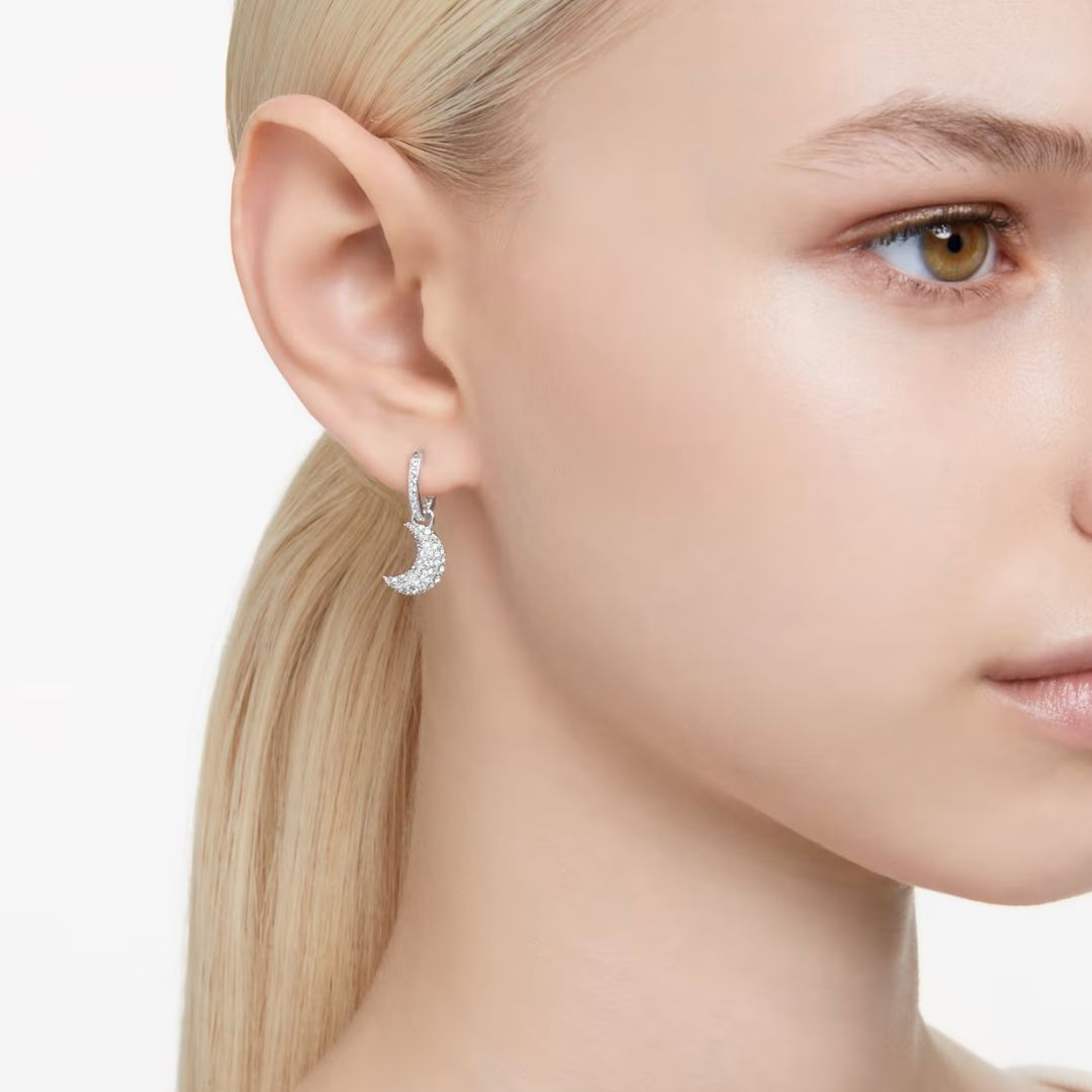 Swarovski Luna korvakorut, vaalea metalli ja kirkkaat kristallit
