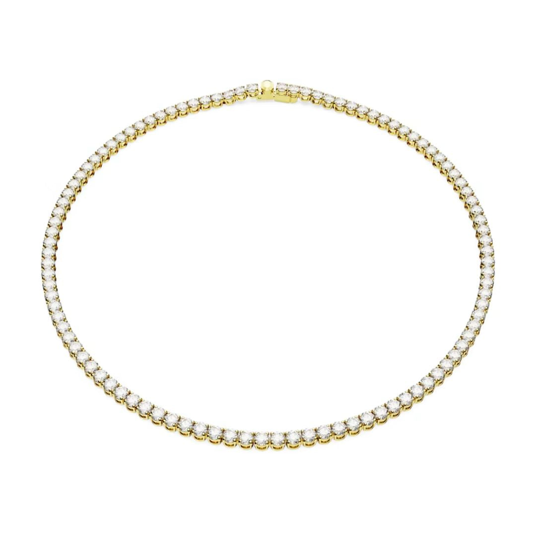 Swarovski Matrix Tennis Necklace, size M, Yellow Gold-Tone