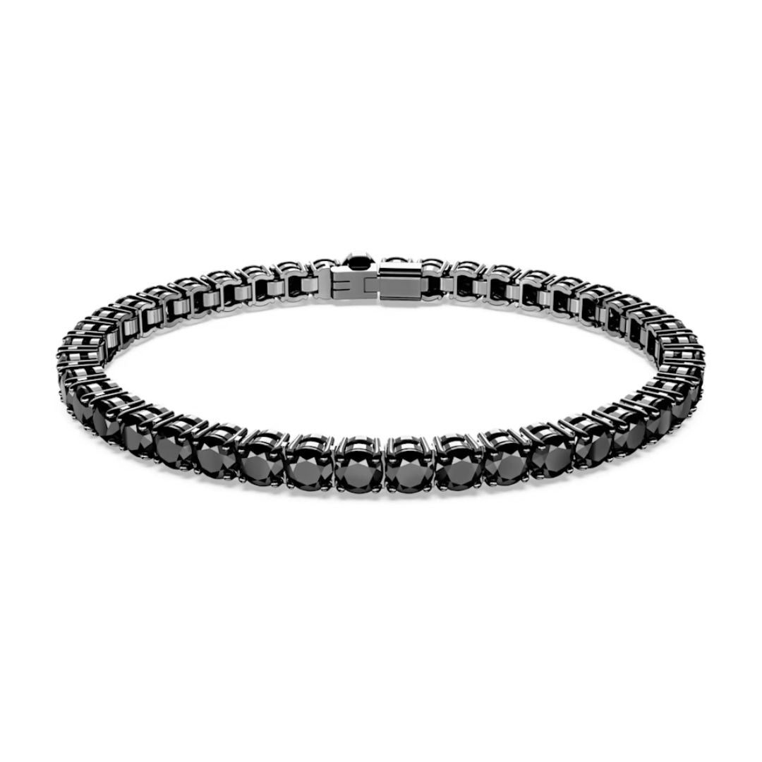 Swarovski Matrix Tennis Bracelet Ruthenium Plated and Black Crystals