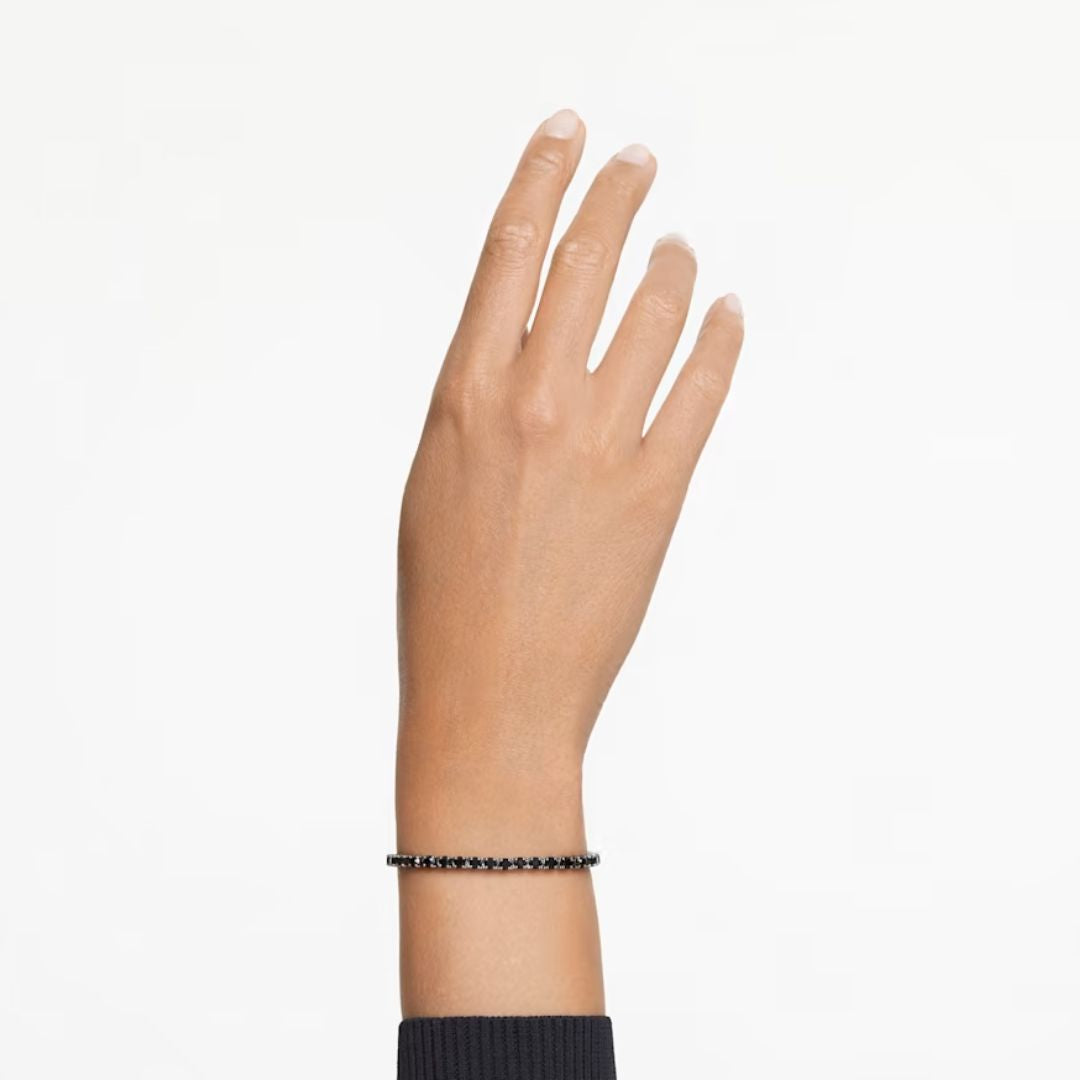 Swarovski Matrix Tennis rannekoru, tumma metalli ja mustat kristallit 5664150