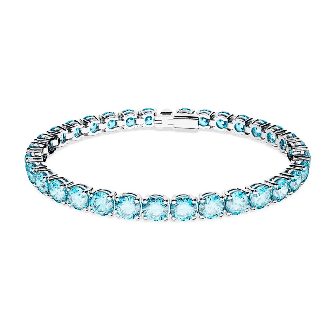 Swarovski Matrix Tennis rannekoru, vaalea metalli ja siniset kristallit