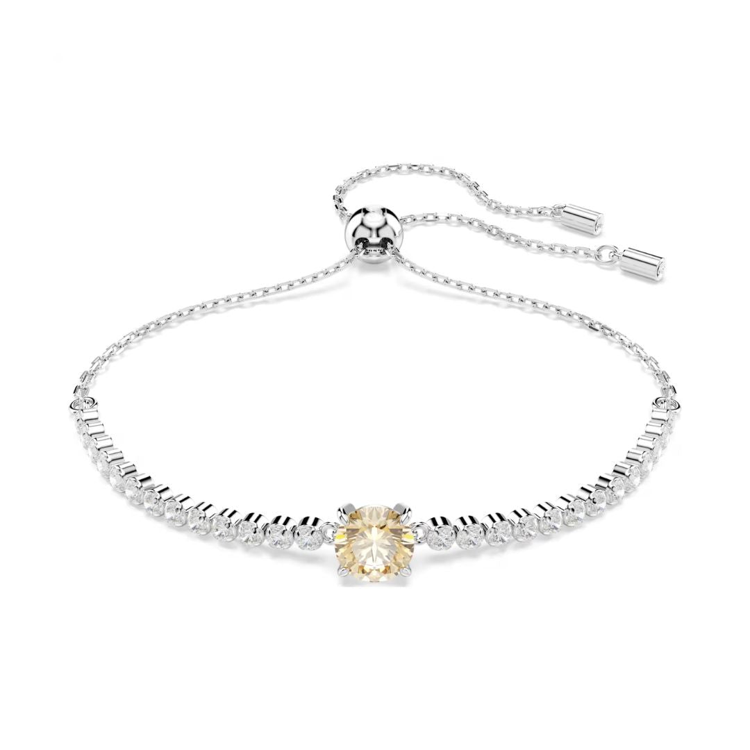 Swarovski Matrix Tennis rannekoru, vaalea metalli kirkkailla kristalleilla ja keltaisella zirkonilla 5690694