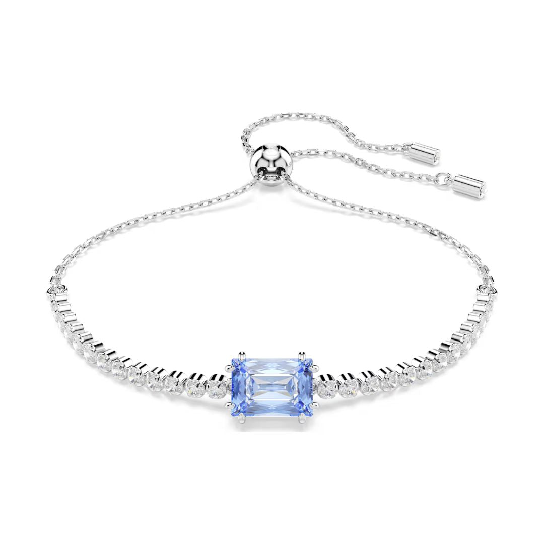 Swarovski Matrix Tennis rannekoru, vaalea metalli kirkkailla kristalleilla ja sinisellä zirkonilla 5693412