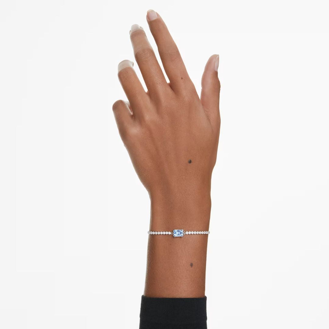 Swarovski Matrix Tennis rannekoru, vaalea metalli kirkkailla kristalleilla ja sinisellä zirkonilla 5693412