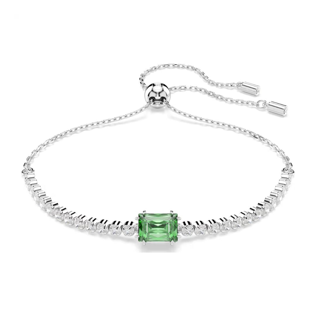 Swarovski Matrix Tennis rannekoru, vaalea metalli kirkkailla kristalleilla ja vihreällä zirkonilla 5693411