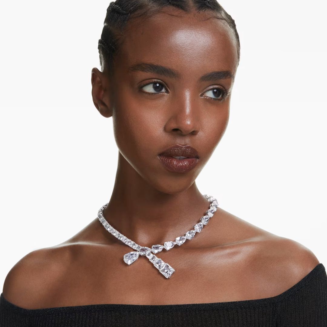 Swarovski Matrix Y kaulakoru, vaalea metalli ja kirkkaat kristallit 5692521
