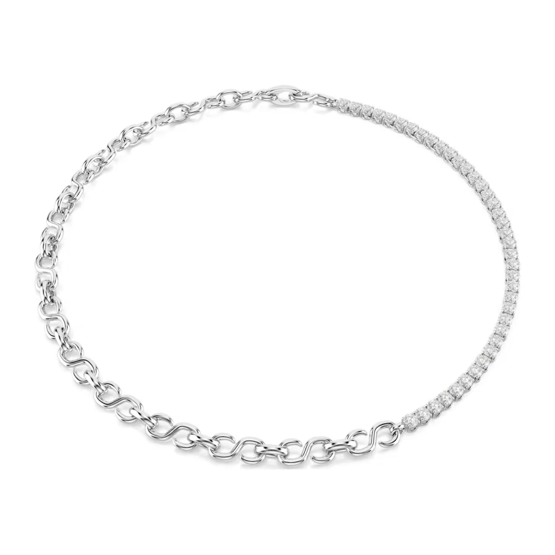 Swarovski クリスタル ネックレス Swarovski Matrix Necklace, Rhodium-Plated and Clear Zircons, 5747732