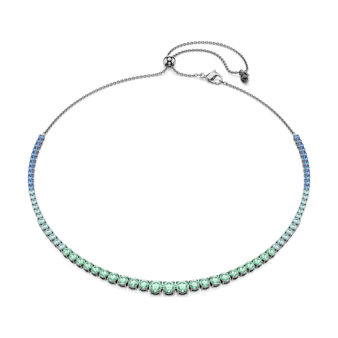 Swarovski Matrix Necklace, Green and Blue Zircons, 5751192