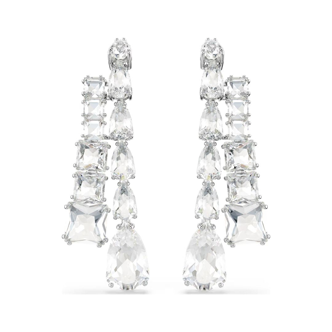 Swarovski Matrix Earrings, Rhodium Plated and White Crystals 5692515