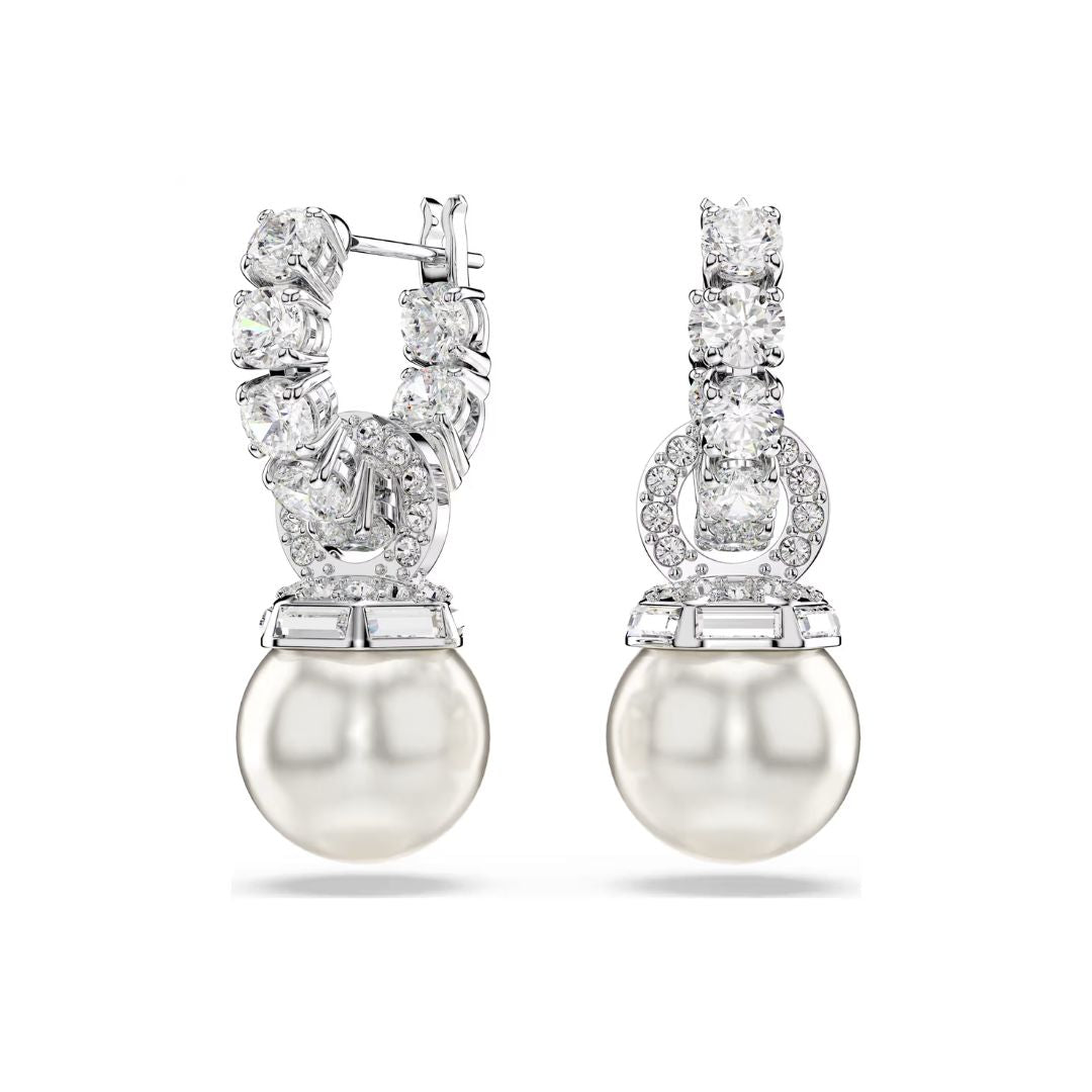 Swarovski Matrix korvakorut, vaalea metalli, kirkkaat zirkonit ja valkoiset helmet, 5691716