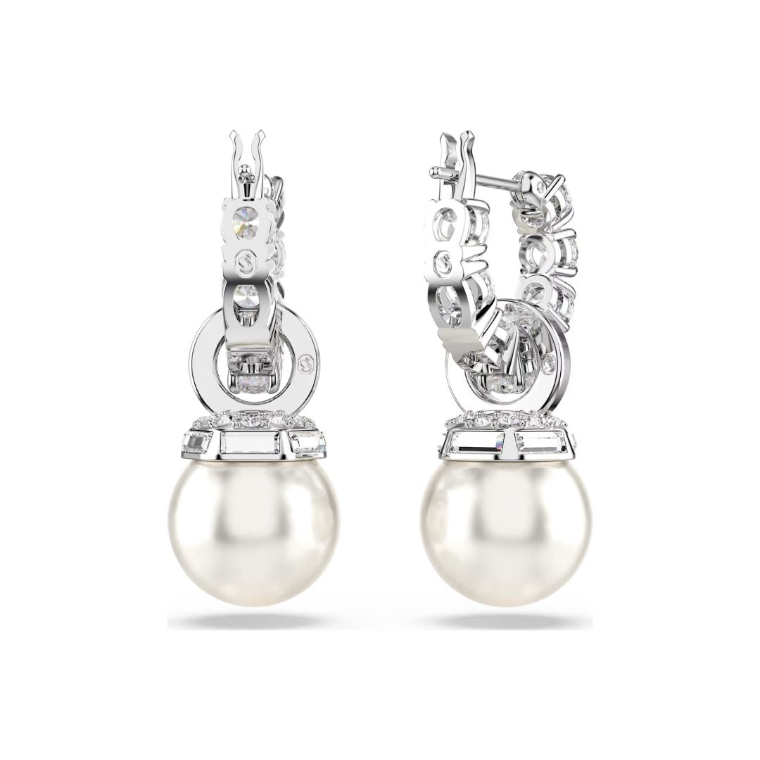 Swarovski Matrix korvakorut, vaalea metalli, kirkkaat zirkonit ja valkoiset helmet, 5691716