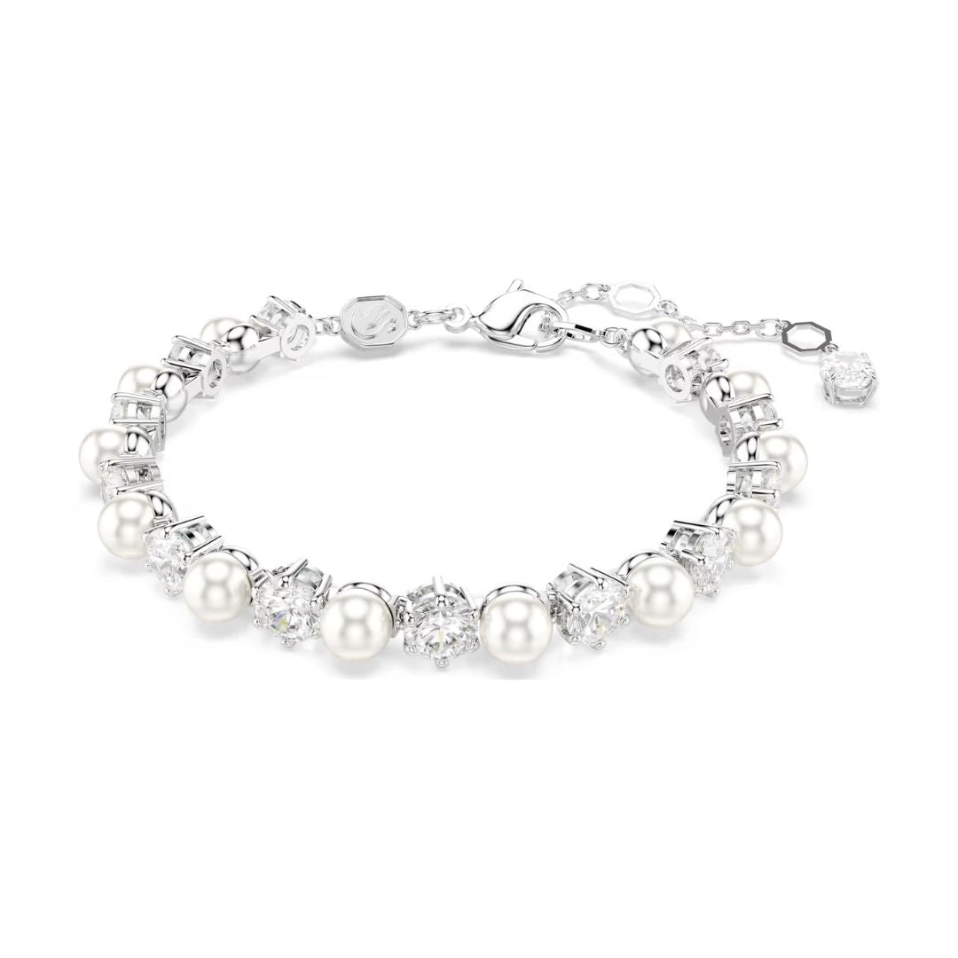 Swarovski Matrix Bracelet, Rhodium Plated Metal, White Crystals and Wh