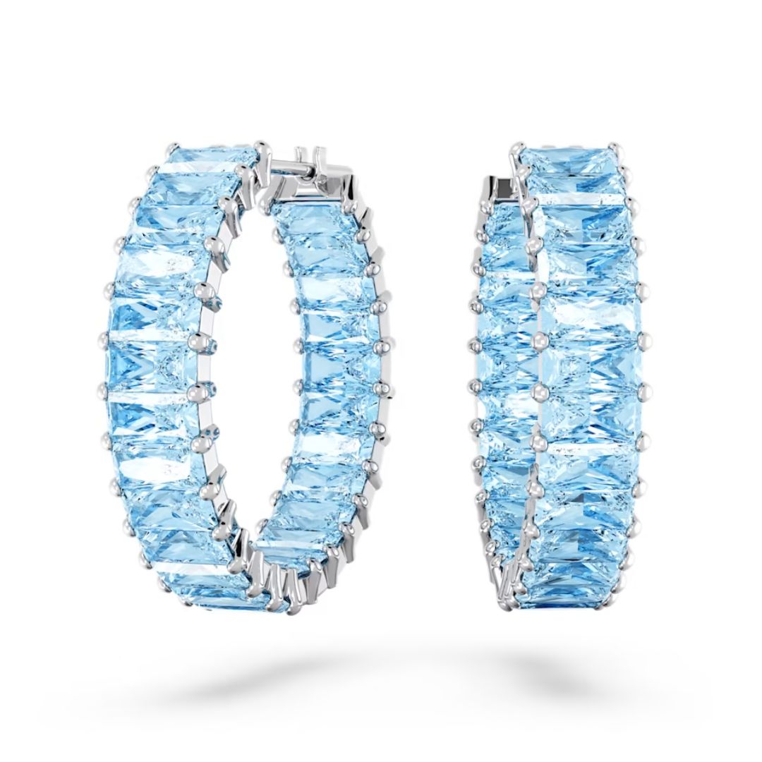 Swarovski Matrix rengaskorvakorut, vaalea metalli ja siniset kristallit 5659037