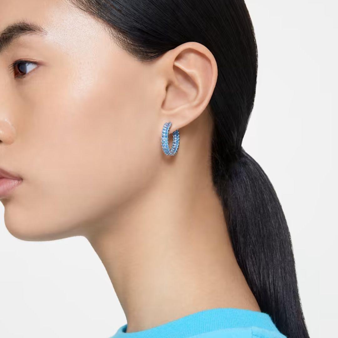 Swarovski Matrix rengaskorvakorut, vaalea metalli ja siniset kristallit 5659037