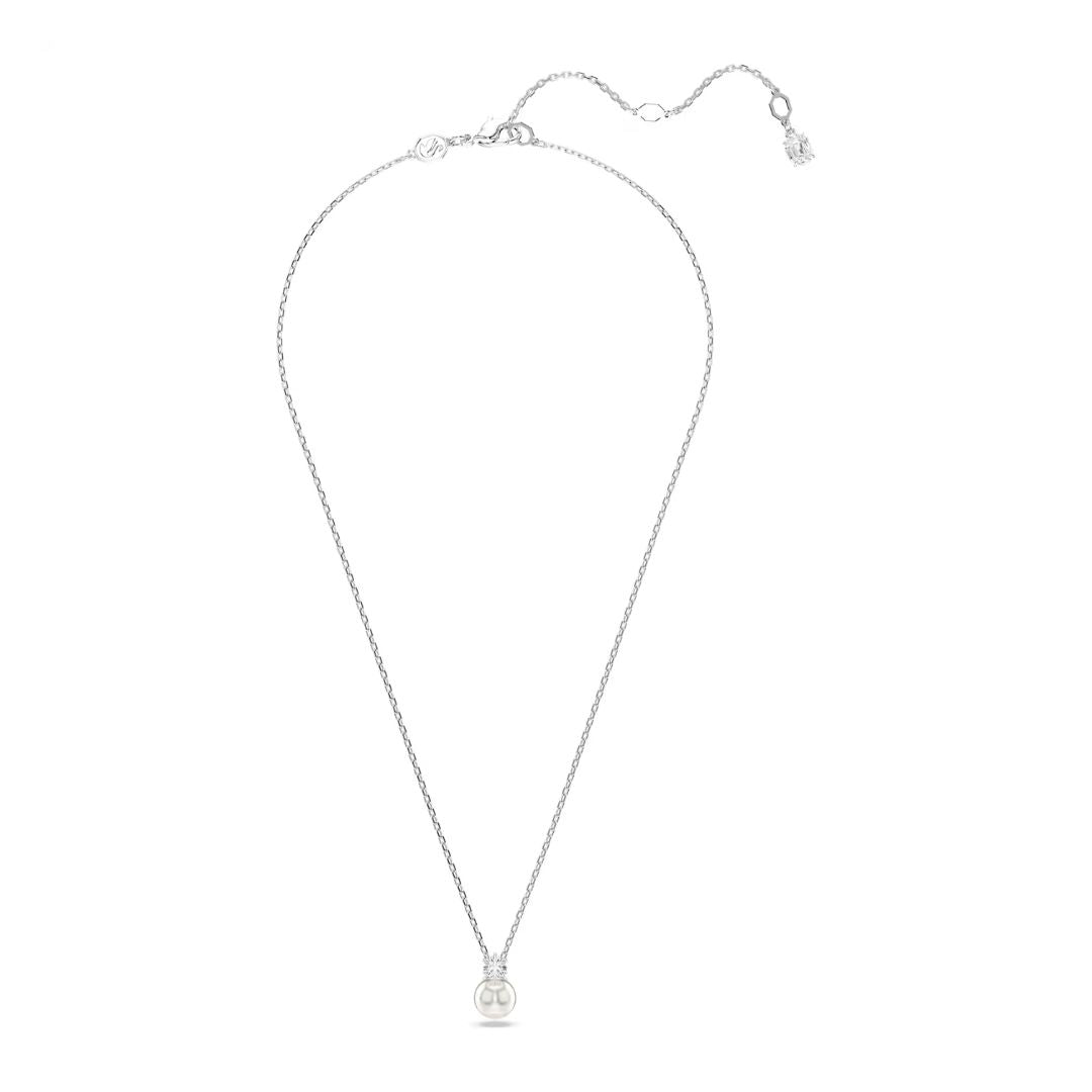 Swarovski Matrix riipus, vaalea metalli kirkkaalla kristallilla ja valkoisella helmellä 5693897