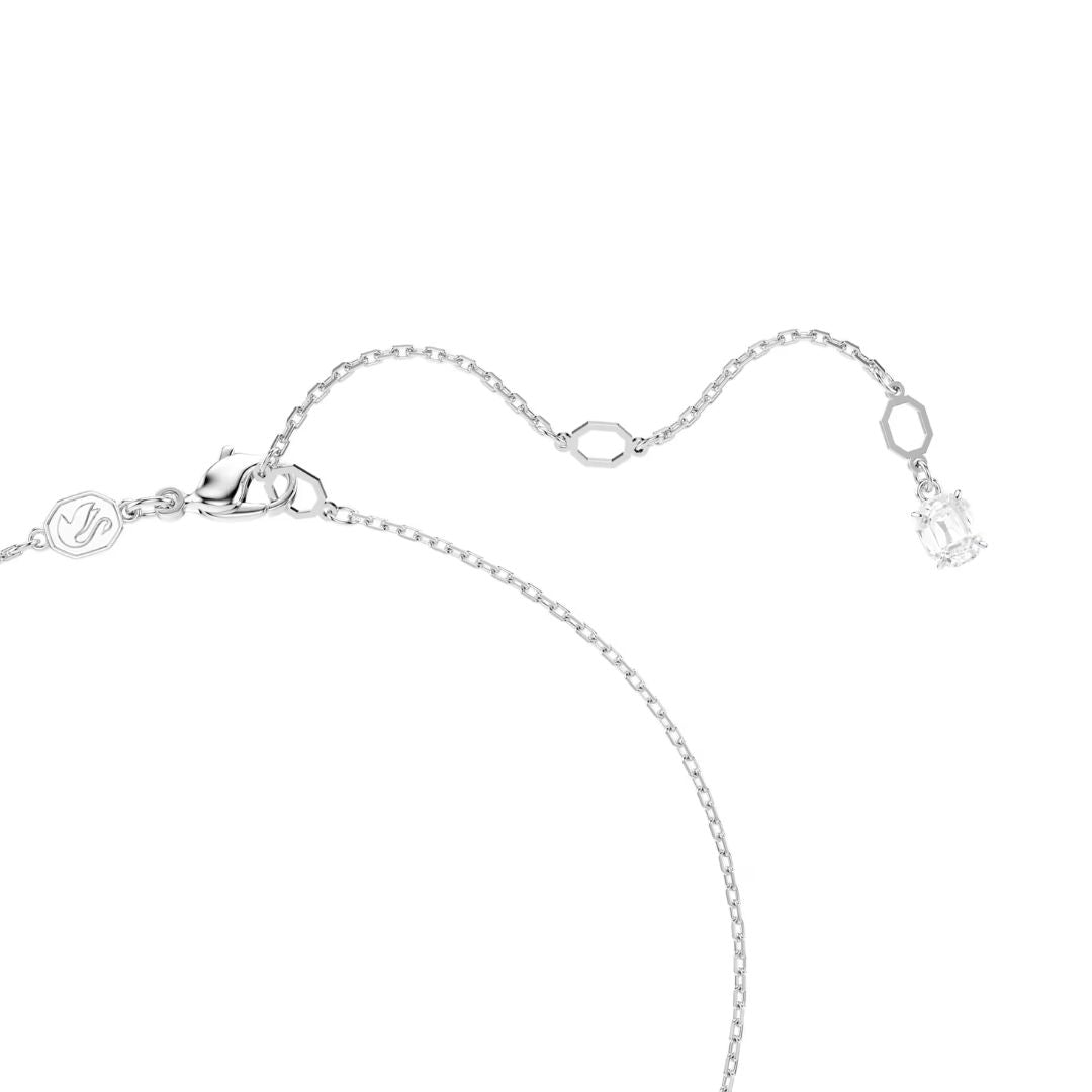 Swarovski Matrix riipus, vaalea metalli kirkkaalla kristallilla ja valkoisella helmellä 5693897