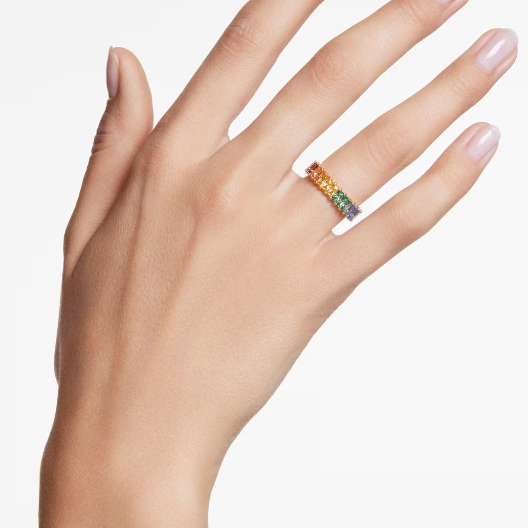 Swarovski Matrix sormus, keltakullanväri ja eri väriset kristallit, 5686632