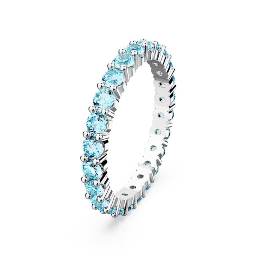 Swarovski Matrix Ring, Rhodium Plated and Blue Crystals, 5658672