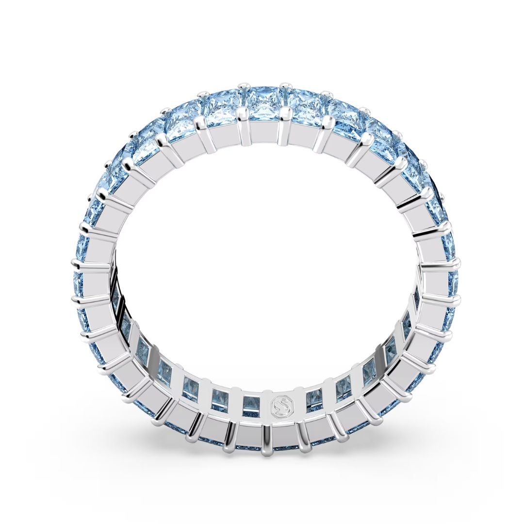 Swarovski Matrix sormus, vaalea metalli ja siniset kristallit, 5661908
