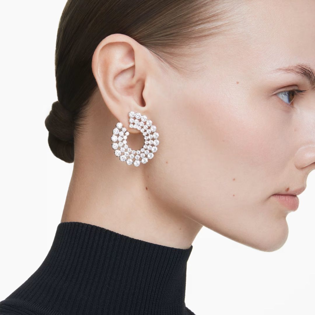 Swarovski Matrix rengaskorvakorut, vaalea metalli ja kirkkaat zirkonit 5705834